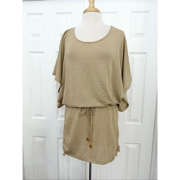Luli Fama Cosita Buena South Beach Dress Cover Up Metallic Gold Rush Small NWT - Picture 1 of 7